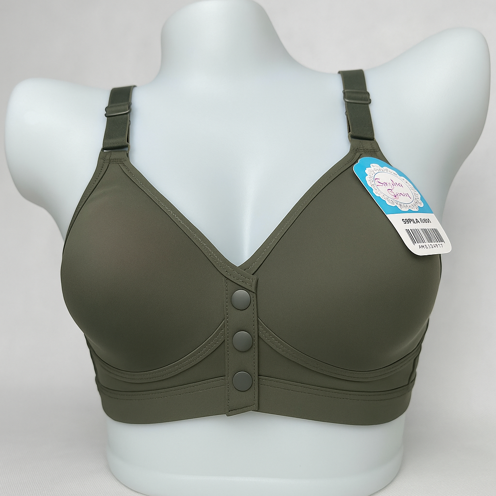 Elegant Front Open Bra Charcol-gray
