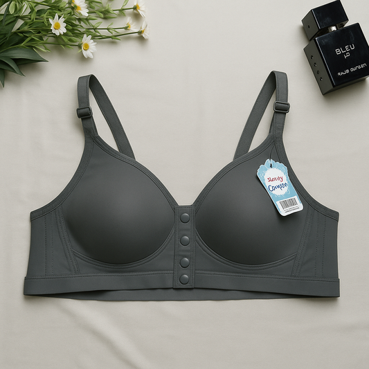Elegant Front Open Bra Charcol-gray