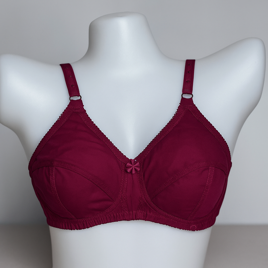 Pack of 4 - Elegant Deep Red Non-Wired Cotton Comfort Bra.