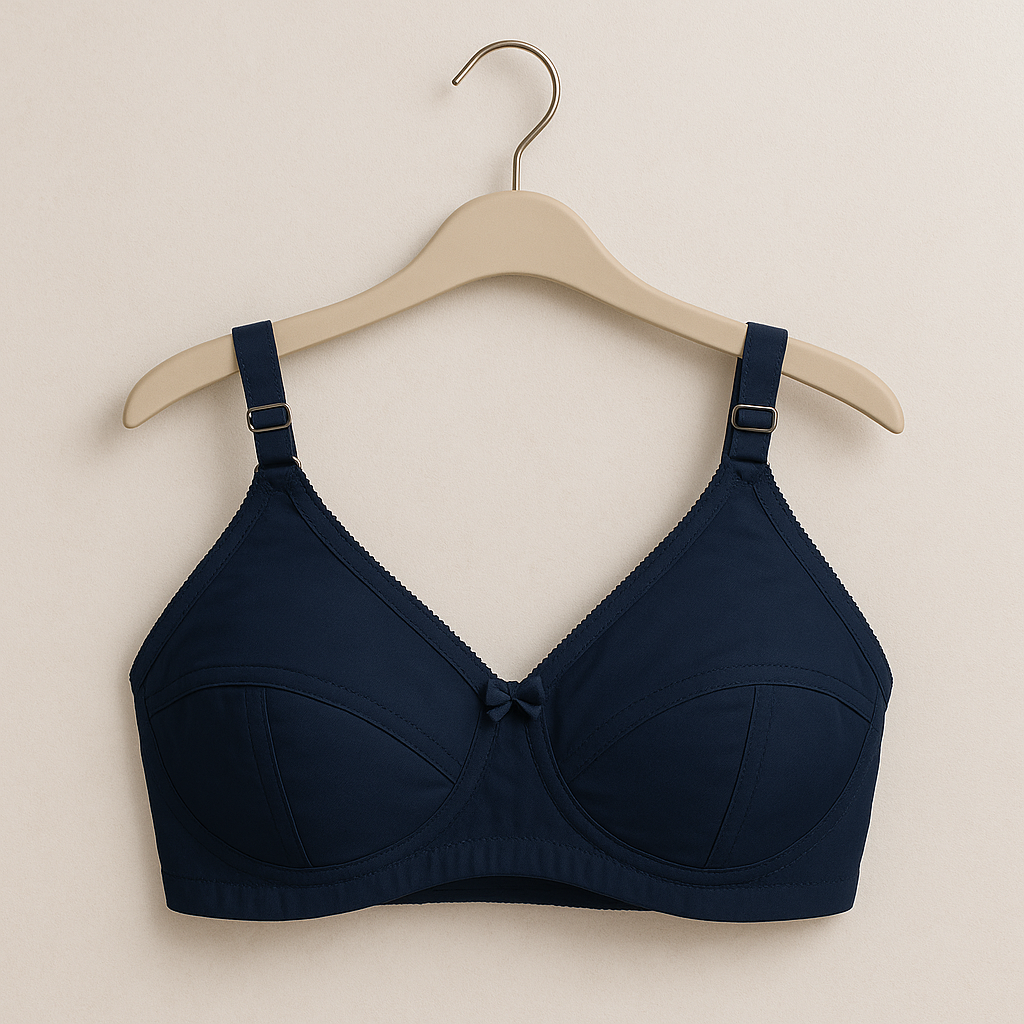 Pack of 4 - Elegant Velvet Navy Non-Wired Cotton Comfort Bra