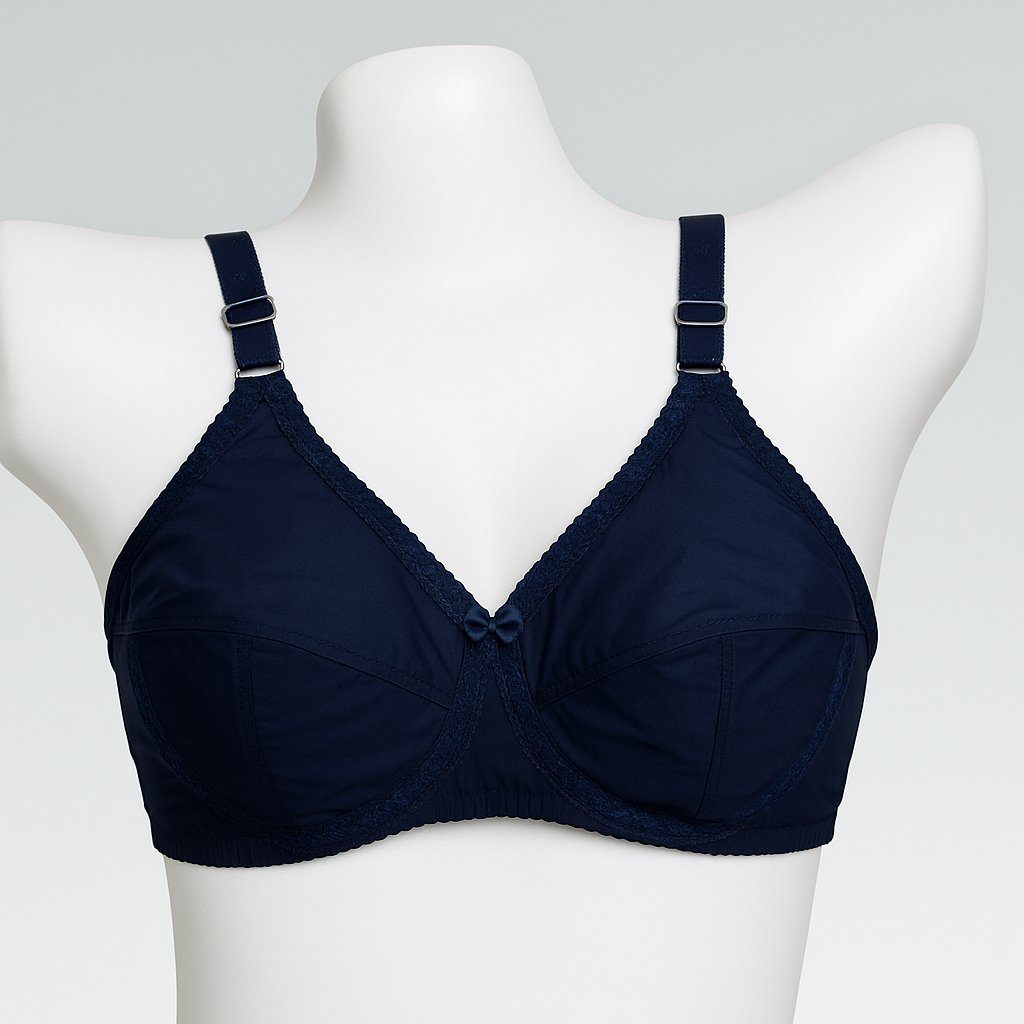 Pack of 4 - Elegant Velvet Navy Non-Wired Cotton Comfort Bra