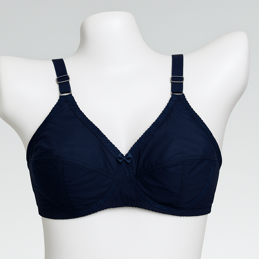 Pack of 4 - Elegant Velvet Navy Non-Wired Cotton Comfort Bra