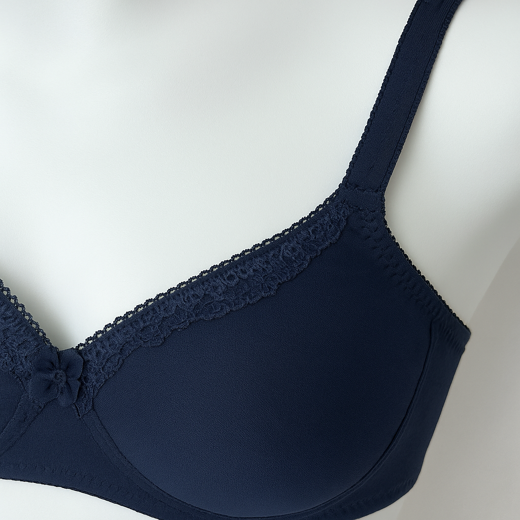Pack of 4 - Elegant Velvet Navy Non-Wired Cotton Comfort Bra