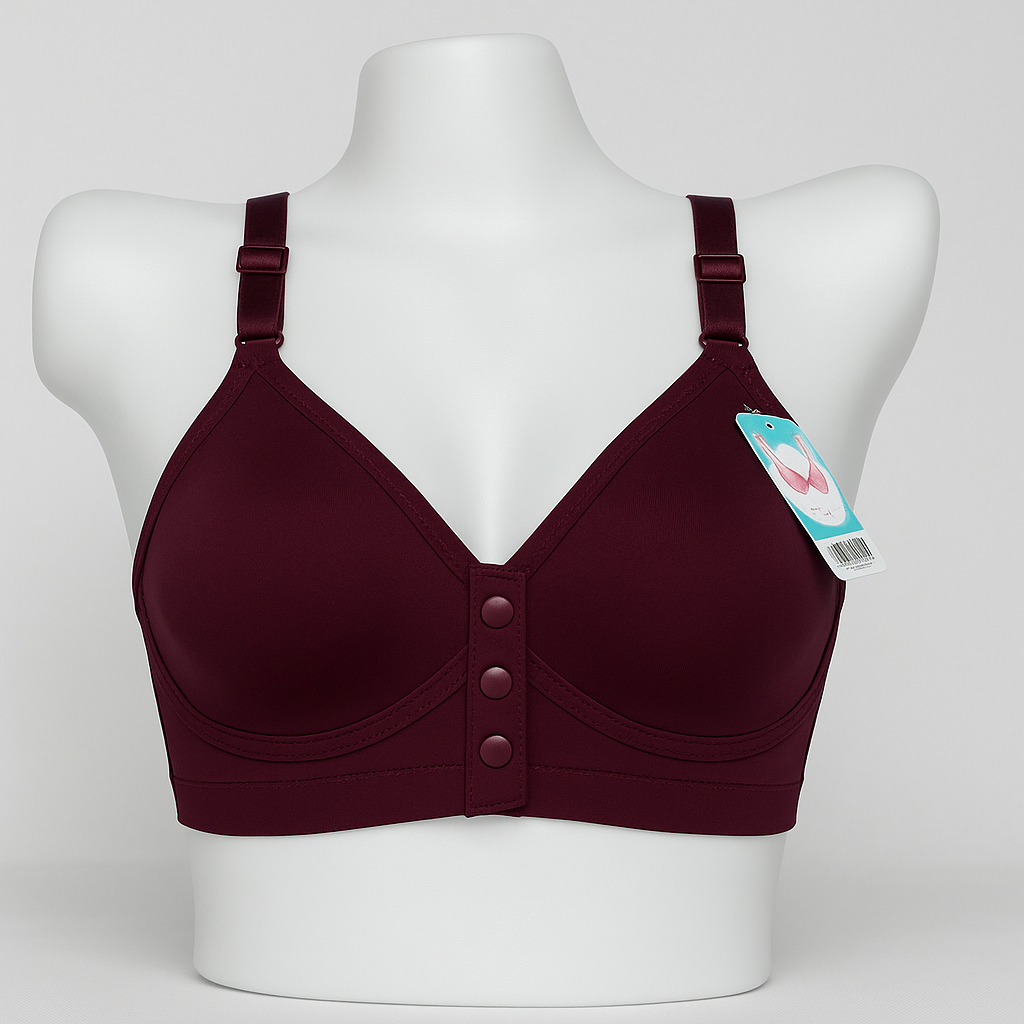 Blossom Soft Front Open Bra Deep Red